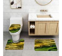 QRFASFZO Set Tappeti Bagno 3 Pezzi in Microfibra, Tappeti Assorbente Antiscivolo,Tranquillo paesaggio toscano di Pienza Toscana Vigneti Alberi Prato Antica collina circa,Tappetini Doccia