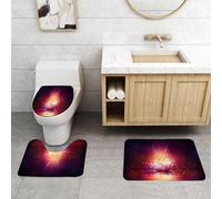 QRFASFZO Set Tappeti Bagno 3 Pezzi in Microfibra, Tappeti Assorbente Antiscivolo,Un loto rosa radioso galleggia sull'acqua, circondato da stelle scintillanti e abbaglianti,Tappetini Doccia