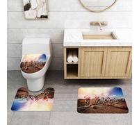 QRFASFZO Set Tappeti Bagno 3 Pezzi in Microfibra, Tappeti Assorbente Antiscivolo,Un pilota in moto partecipa al motocross e si prepara alla partenza contro una squadra rivale,Tappetini Doccia
