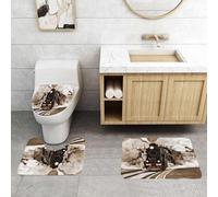 QRFASFZO Set Tappeti Bagno 3 Pezzi in Microfibra, Tappeti Assorbente Antiscivolo,Un treno a vapore d'epoca parte dalla stazione.,Tappetini Doccia