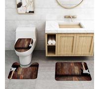 QRFASFZO Set Tappeti Bagno 3 Pezzi in Microfibra, Tappeti Assorbente Antiscivolo,Una chitarra elettrica liscia in bianco e nero appoggiata contro un muro di legno invecchiato e,Tappetini Doccia