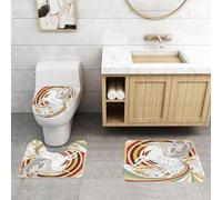 QRFASFZO Set Tappeti Bagno 3 Pezzi in Microfibra, Tappeti Assorbente Antiscivolo,Unicorno, grafica della cultura pop art del vecchio unicorno con angelo,Tappetini Doccia