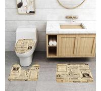 QRFASFZO Set Tappeti Bagno 3 Pezzi in Microfibra, Tappeti Assorbente Antiscivolo,Vecchie pagine di giornale con pubblicità e moda d'epoca.,Tappetini Doccia