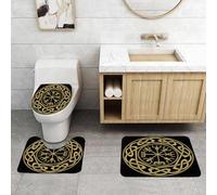 QRFASFZO Set Tappeti Bagno 3 Pezzi in Microfibra, Tappeti Assorbente Antiscivolo,Vegvisir - Il cartello o indicatore di direzione islandese è un bastone magico islandese destin,Tappetini Doccia