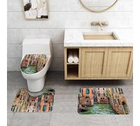QRFASFZO Set Tappeti Bagno 3 Pezzi in Microfibra, Tappeti Assorbente Antiscivolo,Venezia, città italiana sull'acqua Monumento storico,Tappetini Doccia