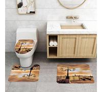 QRFASFZO Set Tappeti Bagno 3 Pezzi in Microfibra, Tappeti Assorbente Antiscivolo,Venezia, Laguna di Venezia Gondole ormeggiate in Piazza San Marco sul Canal Grande Cielo sognan,Tappetini Doccia