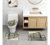 QRFASFZO Set Tappeti Bagno 3 Pezzi in Microfibra, Tappeti Assorbente Antiscivolo,Venezia, vecchia foto della città italiana di Venezia, effetto filtro vintage e S.,Tappetini Doccia
