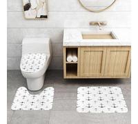 QRFASFZO Set Tappeti Bagno 3 Pezzi in Microfibra, Tappeti Assorbente Antiscivolo,Vettore stock con motivo nautico senza soluzione di continuità. Illustrazione di moda -,Tappetini Doccia