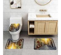 QRFASFZO Set Tappeti Bagno 3 Pezzi in Microfibra, Tappeti Assorbente Antiscivolo,Vicolo stretto a Firenze, Toscana. Architettura e punti di riferimento di Firenze. Accogliente,Tappetini Doccia