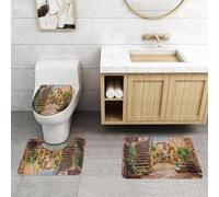 QRFASFZO Set Tappeti Bagno 3 Pezzi in Microfibra, Tappeti Assorbente Antiscivolo,Villaggio Civita di Bagnoregio in Italia - priorità bassa di architettura,Tappetini Doccia