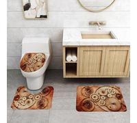 QRFASFZO Set Tappeti Bagno 3 Pezzi in Microfibra, Tappeti Assorbente Antiscivolo,Vintage, Mechanische Uhren Details Alte Rusty Look Backdrop Gears Steampunk D,Tappetini Doccia