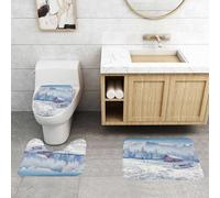 QRFASFZO Set Tappeti Bagno 3 Pezzi in Microfibra, Tappeti Assorbente Antiscivolo,Vista Bianco dal villaggio di Charousse, Chamonix, Francia,Tappetini Doccia