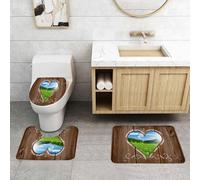QRFASFZO Set Tappeti Bagno 3 Pezzi in Microfibra, Tappeti Assorbente Antiscivolo,Vista dalla finestra del cuore del capannone rustico in ferro e legno,Tappetini Doccia