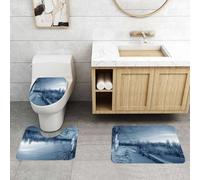 QRFASFZO Set Tappeti Bagno 3 Pezzi in Microfibra, Tappeti Assorbente Antiscivolo,Vista della città di Mozhaisk nella regione di Mosca in una gelida mattina invernale,Tappetini Doccia