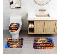 QRFASFZO Set Tappeti Bagno 3 Pezzi in Microfibra, Tappeti Assorbente Antiscivolo,Vista notturna degli edifici d'epoca del Colosseo di Roma,Tappetini Doccia