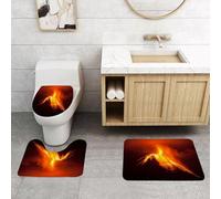 QRFASFZO Set Tappeti Bagno 3 Pezzi in Microfibra, Tappeti Assorbente Antiscivolo,Vulcano Tungurahua in Ecuador di notte e geologia, arancione giallo nero,Tappetini Doccia