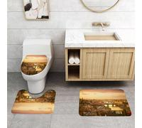 QRFASFZO Set Tappeti Bagno 3 Pezzi in Microfibra, Tappeti Assorbente Antiscivolo,Wanderlust Decor, Ponte Vecchio Italia Bridge Bird Eye Sun, Morbido e accogliente,Tappetini Doccia