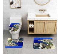 QRFASFZO Set Tappeti Bagno 3 Pezzi in Microfibra, Tappeti Assorbente Antiscivolo,Wanderlust Set, Comune di Binifacio a Les Rochers, Costa della Corsica, Scogliera,Tappetini Doccia