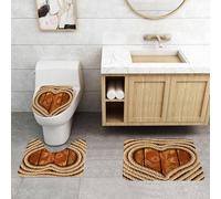 QRFASFZO Set Tappeti Bagno 3 Pezzi in Microfibra, Tappeti Assorbente Antiscivolo,Western, figura a forma di cuore con corda arrotolata su trave di legno, iscrizione d'amore, te,Tappetini Doccia