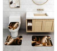 QRFASFZO Set Tappeti Bagno 3 Pezzi in Microfibra, Tappeti Assorbente Antiscivolo,Western, Rodeo Cowboy Autentico strumento di lavoro Autentico cappello da cowboy,Tappetini Doccia