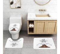 QRFASFZO Set Tappeti Bagno 3 Pezzi in Microfibra, Tappeti Assorbente Antiscivolo,Yoga Animal, Cane divertente a testa in giù che si rilassa con gli occhi chiusi e fa yoga calmo,Tappetini Doccia