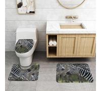 QRFASFZO Set Tappeti Bagno 3 Pezzi in Microfibra, Tappeti Assorbente Antiscivolo,Zebra nel Parco Nazionale del Serengeti, Tanzania, Africa,Tappetini Doccia