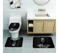QRFASFZO Set Tappeti Bagno 3 Pezzi in Microfibra, Tappeti Assorbente Antiscivolo,Zombie, Urlo insolito, Mostro, Donna, Occhi vuoti, Guardando in alto, Immagine horror,Tappetini Doccia