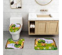 QRFASFZO Set Tappeti Bagno 3 Pezzi in Microfibra, Tappeti Assorbente Antiscivolo,Zoo, animali della foresta, illustrazione di cartoni animati, eco della giungla del safari afri,Tappetini Doccia