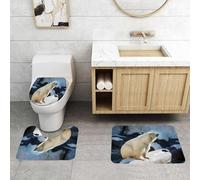 QRFASFZO Set Tappeti Bagno 3 Pezzi in Microfibra, Tappeti Assorbente Antiscivolo,Zoo, parco faunistico degli orsi polari, rocce, acqua da, attrazione turistica B, tappetino da,Tappetini Doccia