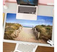 QRFASFZO Tappetino per mouse tappetino da ufficio multifunzione e antiscivolo,per migliorare la precisione e la velocità,sentiero attraverso le dune fino alla spiaggia e al vecchio molo di l,80x30 cm