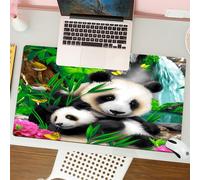 QRFASFZO Tappetino per mouse tappetino da ufficio multifunzione e antiscivolo,per migliorare la precisione e la velocità,Mamma panda e il suo cucciolo si coccolano e mangiano bambù al mattin,80x30 cm