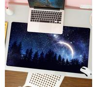 QRFASFZO Tappetino per mouse tappetino da ufficio multifunzione e antiscivolo,per migliorare la precisione e la velocità,Affascinante vista notturna, la luna crescente splende tra le stelle,80x30 cm