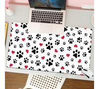 QRFASFZO Tappetino per mouse tappetino da ufficio multifunzione e antiscivolo,per migliorare la precisione e la velocità,Zampa di cane, zampa di gatto, cuore, amore, cucciolo, impronta del p,80x30 cm