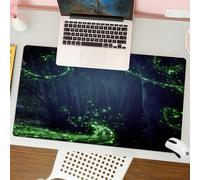 QRFASFZO Tappetino per mouse tappetino da ufficio multifunzione e antiscivolo,per migliorare la precisione e la velocità,Immagine astratta e magica di una lucciola che vola nella foresta not,80x30 cm