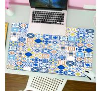 QRFASFZO Tappetino per mouse tappetino da ufficio multifunzione e antiscivolo,per migliorare la precisione e la velocità,Copricuscini con cerniera, motivo arabesco mediterraneo, Azulejo port,80x30 cm