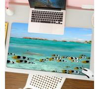 QRFASFZO Tappetino per mouse tappetino da ufficio multifunzione e antiscivolo,per migliorare la precisione e la velocità,Oceano, squalo pinna nera che insegue pesci farfalla, laguna di Bora,80x30 cm