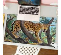 QRFASFZO Tappetino per mouse tappetino da ufficio multifunzione e antiscivolo,per migliorare la precisione e la velocità,animale, lo sguardo feroce del giaguaro e le sue pattuglie tra le fit,80x30 cm