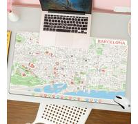 QRFASFZO Tappetino per mouse tappetino da ufficio multifunzione e antiscivolo,per migliorare la precisione e la velocità,Mappa, mappa delle strade di Barcellona, parchi, quartieri, attrazion,80x30 cm