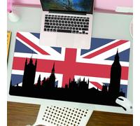QRFASFZO Tappetino per mouse tappetino da ufficio multifunzione e antiscivolo,per migliorare la precisione e la velocità,Union Jack, silhouette delle Houses of the Parliament sulla bandiera,80x30 cm