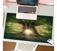 QRFASFZO Tappetino per mouse tappetino da ufficio multifunzione e antiscivolo,per migliorare la precisione e la velocità,Un albero nella foresta con una porta illuminata da luci intense.,80x30 cm