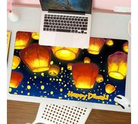 QRFASFZO Tappetino per mouse tappetino da ufficio multifunzione e antiscivolo,per migliorare la precisione e la velocità,Lanterna, Fanoos fluttuanti come dispositivi nel cielo Culto asiatico,80x30 cm