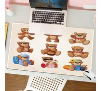 QRFASFZO Tappetino per mouse tappetino da ufficio multifunzione e antiscivolo,per migliorare la precisione e la velocità,Cartone animato, simpatici orsacchiotti felici con facce diverse e di,80x30 cm