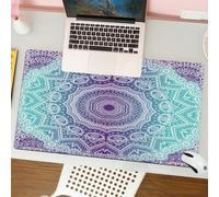 QRFASFZO Tappetino per mouse tappetino da ufficio multifunzione e antiscivolo,per migliorare la precisione e la velocità,Arte mandala, motivo complesso viola tenue e design circolare turches,80x30 cm