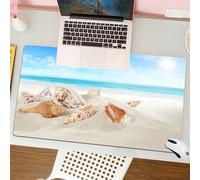 QRFASFZO Tappetino per mouse tappetino da ufficio multifunzione e antiscivolo,per migliorare la precisione e la velocità,Una serie di conchiglie colorate si trovano sulla spiaggia sotto il c,80x30 cm