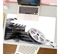 QRFASFZO Tappetino per mouse tappetino da ufficio multifunzione e antiscivolo,per migliorare la precisione e la velocità,Strumenti cinematografici, ciak con bobine di film, che rappresentano,80x30 cm