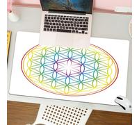 QRFASFZO Tappetino per mouse tappetino da ufficio multifunzione e antiscivolo,per migliorare la precisione e la velocità,Arte, motivo colorato di fiori di vita, mandala geometrico radioso si,80x30 cm