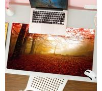 QRFASFZO Tappetino per mouse tappetino da ufficio multifunzione e antiscivolo,per migliorare la precisione e la velocità,sentiero in una splendida foresta dorata autunnale,80x30 cm