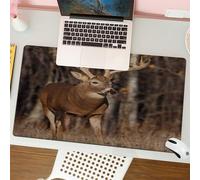 QRFASFZO Tappetino per mouse tappetino da ufficio multifunzione e antiscivolo,per migliorare la precisione e la velocità,Animale, un maestoso cervo, che si erge con grazia nel paesaggio bosc,80x30 cm