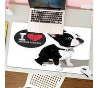 QRFASFZO Tappetino per mouse tappetino da ufficio multifunzione e antiscivolo,per migliorare la precisione e la velocità,animale, Ritratto ravvicinato di un Boston Terrier, Seduto accanto al,80x30 cm