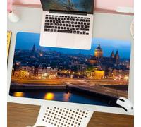 QRFASFZO Tappetino per mouse tappetino da ufficio multifunzione e antiscivolo,per migliorare la precisione e la velocità,Città, Amsterdam, famoso punto di riferimento europeo, architettura d,80x30 cm